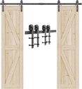 Signstek 10 FT Double Sliding Barn Door Hardware Track Kit, Wood Slab Use, for Garage, Kitchen, Bedroom, Fit 30'' Wide Door Panel-Smoothly and Quitely-Easy to Install (J Shape Hanger)