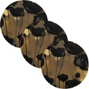 3 Pcs Trivet Table Runner for Crock Pot 15in Hot Pads Protecting Table accesorios para mesa de comedor Gothic Black Gold Flowers