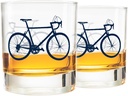 Greenline Goods – Bicycle Whiskey Glasses (Set of 2) |10 oz Tumbler Gift Set with Colorful Cyclist Designs | Unique Gifts for Cyclists & Bike Riders [Navy]