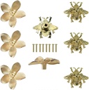 Flower Drawer Knobs Bee Cabinet Knobs Dresser Knob Furniture Kitchen Cupboard Drawer Pulls Handles for Wardrobe Door Pulls 8 Pcs(Gold)