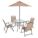 Albany Lane 6-Piece Folding Dining Set By Mainstays, Patio Table, Chair, Umbrella, Set, Outdoor Decorations, (Tan)