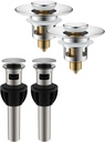 Hibbent 2 Pack All Metal Universal Bathroom Sink Stopper with 2 Pack Metal Bathroom Sink Drain