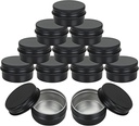 Acrux7 50 Pack 1oz Black Tins with Lids, 30 ml Aluminum Screw Top Tin Containers, Round Lip Balm Tins, Small Metal Storage Travel Tin Cans for Salves, Candles, Cream, Cosmetics, Spices (Black)