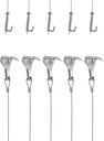 QWORK Picture Rail Hooks and Wire, 5 Set Molding Hooks Picture, Heavy Duty Stainless Steel S-Hook