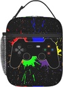 Game Gamer Lunch Bag For Boys Girls Kids Cool Reusable Lunch Box Joystick Splash Insulated Meal Bags Portable Lunch Tote For School Men Work Travel Picnic