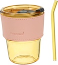 Creative Glass Cup with Lid and Straw Bamboo Style Insulated Drinking Tumbler for Juice Milk Coffee for Home and Office Use