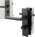 Aluminum Bedroom Door Lock Handle - Security Lock for Wooden & Room Doors (Black)