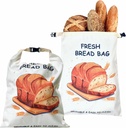 Reusable bread bags, 2 Pack, Quality material, Cotton, BPA Free, TPU inner Bag Double Layer, Freezer Safe, Washable, 17" x 13" XL Bread Bag for Homemade Bread, Sourdough breads Storage