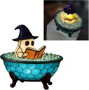 ​Ghost Bubble Bath Lamp, Large 7.67-inch x 7.67-inch Cute Bathtub Ghost Night Light, Reading Books Nightlight, Halloween Decorations for Indoor Readers & Book Lover Desk Home Party