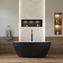 Dowell 59" x 30" Modern Acrylic Freestanding Bathtub | Elegant Oval Soaking Tub with Integrated Overflow for Bathroom, Matte Black-080 5930 02