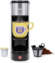 Chefman InstaCoffee Max, The Easiest Way to Brew the Boldest Single-Serve Coffee, Use Fresh And Flavorful Grounds or K-Cups With A Convenient Built-In Lift, Black/Stainless Steel