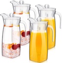 4 Pack Acrylic Water Pitcher with Lid and Spout Handle Clear Plastic Pitcher Heat Resistant Plastic Carafe Unbreakable Beverage Container Fridge Jug for Juice Iced Tea Sangria Lemonade (44 oz)