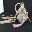 Chinese Style Gourd Glass Bottle - Empty Liquor/Decanter Bottle for Wine, Iced Tea, Juice, Milk Tea | Creative Decorative Pouring Vessel with Smooth Flow Spout (Pink, 500ml)