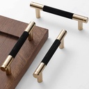 24 Pack 3 3/4 Inch 96 mm Bar Cabinet Pulls Gold and Black Knurled Handles for Brushed Gold Drawer Pulls Cupboard Aluminum Handles