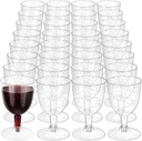 50 Pack 5.7 oz Disposable Plastic Wine Glasses Clear Plastic Wine Glasses for Parties Clear Goblets Cocktail Cups with Stem for Weddings Birthday Picnics Parties