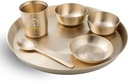 Pure Kansa (Bronze) Dinner Set | 6 Pcs Matte Finished KANSA Dinner Set - 1 Thali (Platter) Dai 12 inch, 2 Bowl (Katori), 1 Sweet Dish, 1 Glass(Tumbler), 1 Spoon - Ideal Gift by RAJ GHARANA METALS