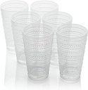 Certified International Santa Fe Clear Set of 6 Premium Acrylic Ice Tea Glass 22 oz – Unbreakable Drinkware with Textured Bubble Design, Shatterproof Tumblers for Indoor & Outdoor Use