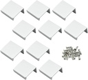 LC LICTOP Edge Pull Handles for Cabinets, 1.38 Inch Aluminum Alloy Finger Tab Pulls, Concealed Drawer Handles for Kitchen, Dresser, Wardrobe, 0.63 Inch Hole Spacing, 10Pcs Silver Edge Pulls
