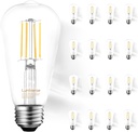 16 Pack ST19 Dimmable LED Edison Bulb, 5.5W (60W Equivalent) 500LM, CRI 95+, 4000K Cool White, E26 Medium Base, Vintage Filament, Clear Glass, Standard Type A Lamp for Kitchen, Bathroom, Bedroom
