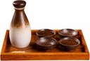 Sake Set, Saki Cups，Crafts Cup Ceramic Sake Set，Sake Set Japanese with Tray 6 Piece Sake Cup Set Traditional Porcelain Pottery Ceramic Cups Crafts Wine Glasses,B (Color : B) (Color : Onecolor)
