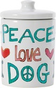 Enesco Izzy and Oliver Stephanie Burgess Painted Peace Love Dog Food Jar Treat Container, 7.25 Inch, Multicolor