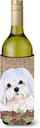 Caroline's Treasures SS4073LITERK Maltese on Faux Burlap with Pine Cones Wine Bottle Hugger Bottle Cooler Sleeve Hugger Machine Washable Collapsible Insulator Beverage Insulated Holder