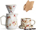 Handcrafted Pour Over Coffee Maker Set with Coffee Cup with Strawberry Pattern 20 Count Paper Filter V60 Drip Coffee Maker 20 oz Coffee Dripper (Strawberry)
