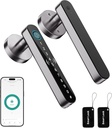 5 in 1 Fingerprint Door Handle Lock for Bedroom,Smart Biometric Door Knob with Code,Electric Finger Print Doorknob,Keyless Entry Door Lock for Apartment,Interior Room,Office,Motel(Grey,Black)