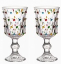 Glass Embossed Colored Dots Wine Goblet,7 oz Lead-Free Colored Wine Glasses,Drinking Stemware Beverage Cups for Wedding Party Bar& Daily Use, Set of 2
