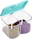 Southern Homewares Acrylic Spice Storage Box with 2 Serving Spoons & Blue Lid - Spice & Seasoning Container