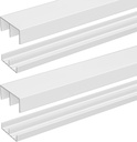 2 Set 4ft Plastic Sliding Door Track Set for 3/4" Thick Panels Screen Door Track Include 2 Pcs Top 2 Bottom Sliding Cabinet Door Track for Small Bypassing Multiple Doors Easy Quick Installation