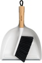 MR.SIGA Dustpan and Brush Set, Portable Cleaning Brush and Dustpan Combo with Bamboo Handle, White, 1 Set