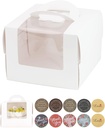 24pcs 8 inch cake boxes with cake boards,8x8x6.3inch(12 Boxes & 12Boards) cake box with handle bento,cupcake,pastries for Christmas,Birthday Party, Wedding（with stickers）