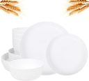 EI 12pcs White Wheat Straw Plates,Wheat Straw Dinnerware Set,Plates and Bowls Sets,Unbreakable Plastic Plate,Plastic Plates Reusable,Dinner Plates Set of 4,Plastic Dishes Set