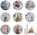 1.8" 8PCS Vintage Unique Farmhouse Floral Paris Eiffel Shabby Chic Decorative Wooden Kitchen Cabinet Dresser Drawer Knobs and Pulls