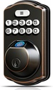 Veise Fingerprint Door Lock, Keyless Entry, Auto Lock, Electronic Keypad Deadbolt for Front Door, Biometric, Anti-Peeking Password, Easy Install, Oil Rubbed Bronze
