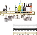 Modern Wall Mounted Wine Rack,Metal Wine Glass Shelf,Hanging Goblet Holder,Wine Display Storage Rack,Floating Wine Bottle Organizer for Home,Bar,Kitchen,Coffee Shop,Wine Cellar