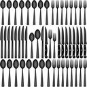 72-Piece Stainless Steel Black Silverware Set - CEKEE Flatware Kitchen Utensils Set, Cutlery Set for Home & Restaurant, Premium Knife Fork Spoon Set with Steak Knives, Heavy Duty & Dishwasher Safe