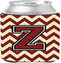 Caroline's Treasures CJ1061-ZCC Letter Z Chevron Maroon and Gold Can or Bottle Hugger Cooler Washable Drink Sleeve Collapsible Beverage Insulated Holder, Can Hugger, Multicolor