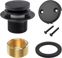 KBH Bathtub Drain Kit Tip Toe with Two Hole Overflow Faceplate,Bath Tub Drain Kit Fits 1-3/8 Inches Or 1-1/2 Inches Universal Fine/Coarse Thread Adapte Tub Drain Waste As Optional(Matte Black)