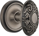 Nostalgic Warehouse Classic Rosette with Victorian Door Knob, Single Dummy, Antique Pewter