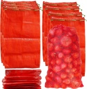 24 Pack 20'' x 14'' Mesh Onion Bags, Reusable Drawstring Fresh Produce Storage Bags for Onions, Vegetables, Potatoes, Citrus, Crawfish Firewood
