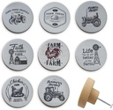 Set of 8 Wooden Vintage Rustic Farmhouse Farm Theme Cabinet Door Dresser Drawer Knobs and Pulls 1.8 X 1.8 Inches