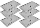 6 Pack 1/1 size Stainless Steel Steam Table Lids, Solid Hotel Pan Cover with Handle for Steam Food Pan, Non-Stick Roasting Pans Cover for Buffet Restaurant Hotel, Silver