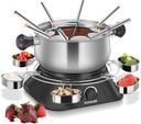 FOHERE 1500W Electric Fondue Pot Set, 1.4QT Non-Stick Electric Fondue Pot with 8 Color-Coded Forks, 6 Pcs Cups and Anti-Scald Handle, Precise Temperature Control for Cheese,Chocolate,Oil and Broth