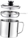 IMIKEYA Stainless Steel Oil Pot Lid Kitchen Oil Dispenser and Grease Container 1L Capacity for Cooking and Food Storage