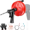 Upgrade Plumbing Snake Drain Auger,35 FT Automatic Retract Drain Snake with Dual Mode,Professinal Drain Clog Remover,Flexible Snake Drain Hair Remover Tool for Bathroom Shower Sink Kitchen