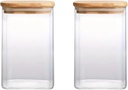 ECYC 2 Pcs 540ml Glass Food Storage Jar with Bamboo Lid, Glass Canisters with Airtight Lids Clear Glass Seal Jars for Tea, Spice, Candy, Coffee, Cookie, Snack, Rice, Cereals