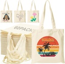 60 Pack Sublimation Blanks Tote Bags Bulk 13X15 Inch Canvas Tote With Handles for DIY Crafting Heat Transfer Vinyl, Personalized Gifts for Women Men, Party Birthday Gift - Beige