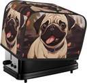Cute Pug 2 Slice Toaster Covers Dustproof Splash-Proof Bread Machine Cover Fingerprint Protectors Small Washable Kitchen Appliance Cover Universal Size